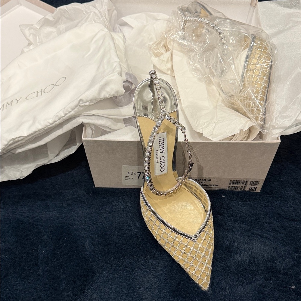 Jimmy Choo Yellow and Silver Heels